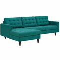 Modway Furniture Empress Left-Facing Upholstered Sectional Sofa, Teal EEI-1666-TEA